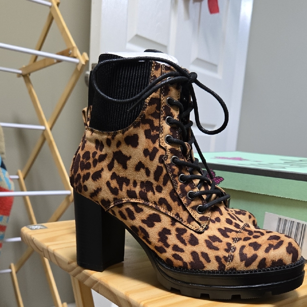 Brash Leopard Lace-Up Boots
